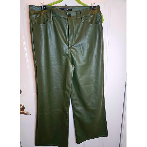 Joe's Faux Leather Wide Leg Ankle Pants Women's Hunter Green Size 34 x 28 NEW - Picture 2 of 10